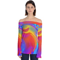 Liquid Art Pattern Off Shoulder Long Sleeve Top by GardenOfOphir