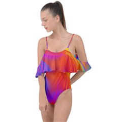 Liquid Art Pattern Drape Piece Swimsuit by GardenOfOphir