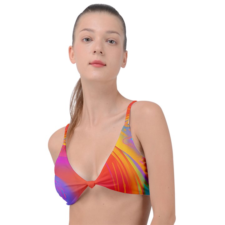 Liquid Art Pattern Knot Up Bikini Top