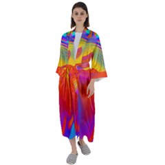 Liquid Art Pattern Maxi Satin Kimono by GardenOfOphir