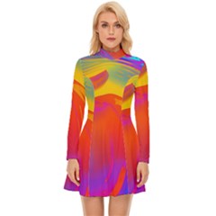 Liquid Art Pattern Long Sleeve Velour Longline Dress by GardenOfOphir