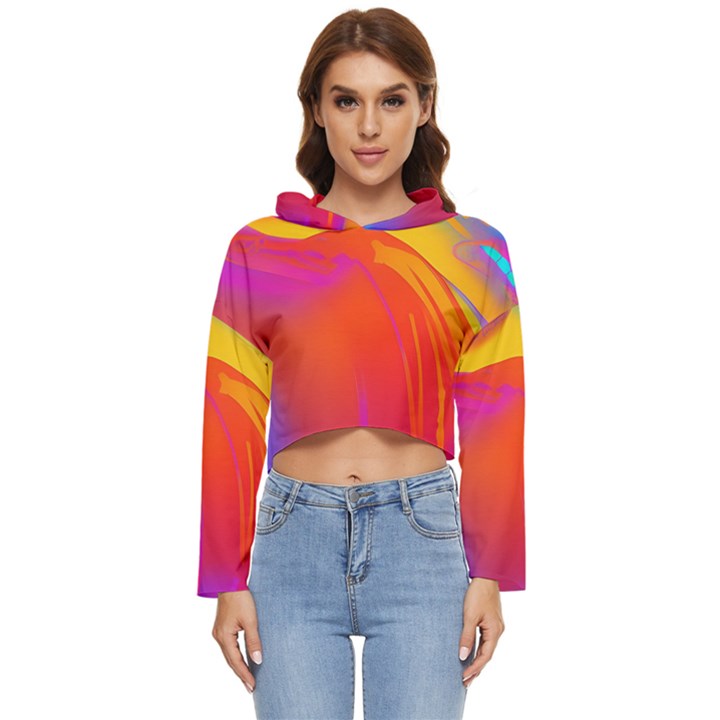 Liquid Art Pattern Women s Lightweight Cropped Hoodie