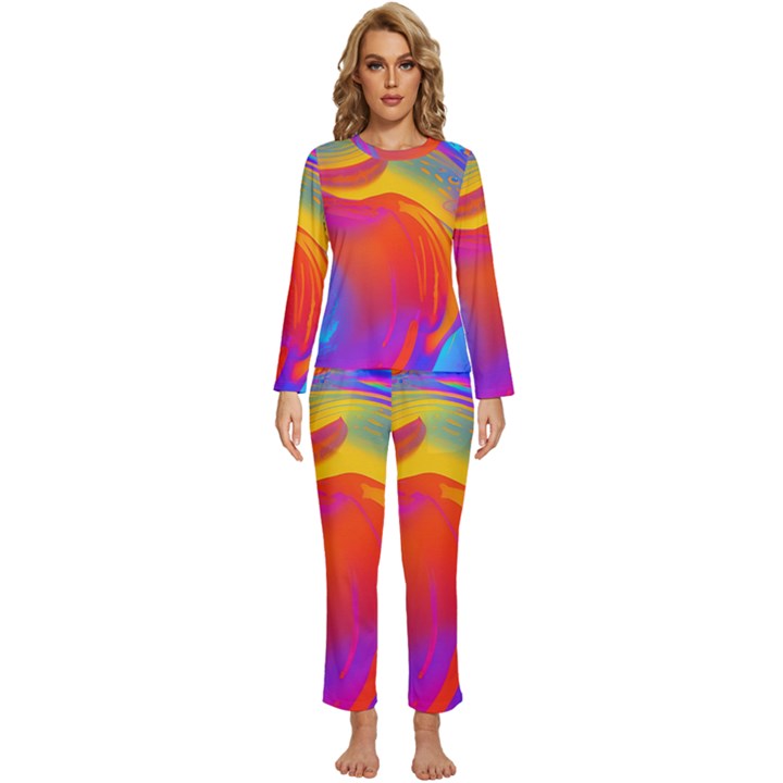 Liquid Art Pattern Womens  Long Sleeve Lightweight Pajamas Set