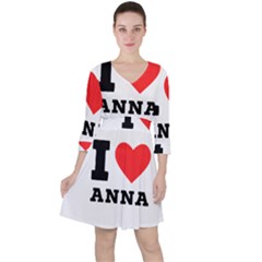 I Love Anna Quarter Sleeve Ruffle Waist Dress