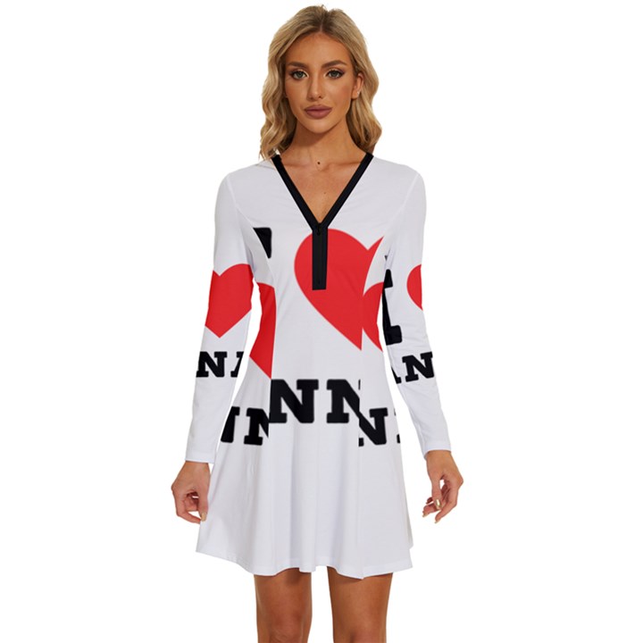 I love anna Long Sleeve Deep V Mini Dress 