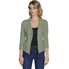 Artichoke Green	 - 	casual 3/4 Sleeve Spring Jacket