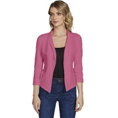 Cinnamon Satin Pink	 - 	casual 3/4 Sleeve Spring Jacket by ColorfulWomensWear