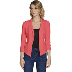 Bean Red	 - 	casual 3/4 Sleeve Spring Jacket by ColorfulWomensWear