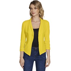 Butter Yellow	 - 	casual 3/4 Sleeve Spring Jacket by ColorfulWomensWear