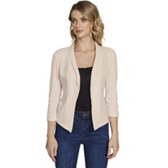 Champagne White	 - 	casual 3/4 Sleeve Spring Jacket by ColorfulWomensWear