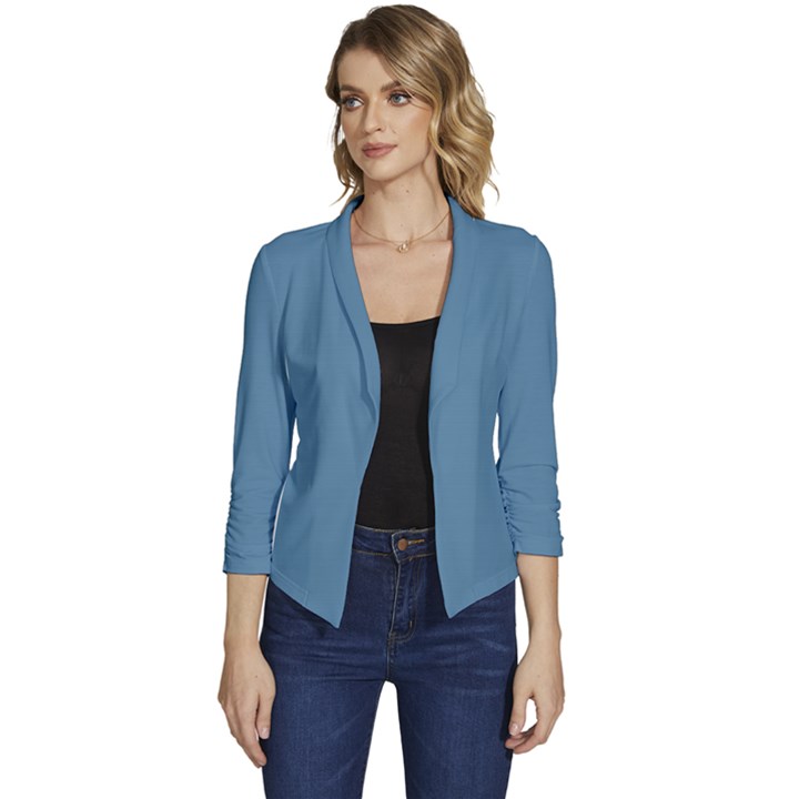 Niagara Blue	 - 	Casual 3/4 Sleeve Spring Jacket