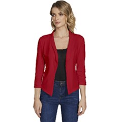 Cranberry Red	 - 	casual 3/4 Sleeve Spring Jacket by ColorfulWomensWear