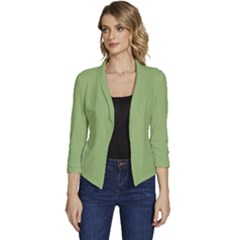 Olivine Green	 - 	casual 3/4 Sleeve Spring Jacket by ColorfulWomensWear