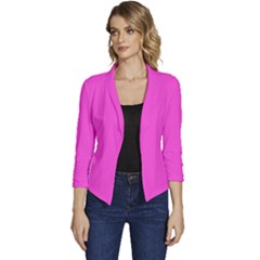 Pizzazz Pink	 - 	casual 3/4 Sleeve Spring Jacket by ColorfulWomensWear