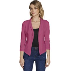 Raspberry Rose Pink	 - 	casual 3/4 Sleeve Spring Jacket by ColorfulWomensWear