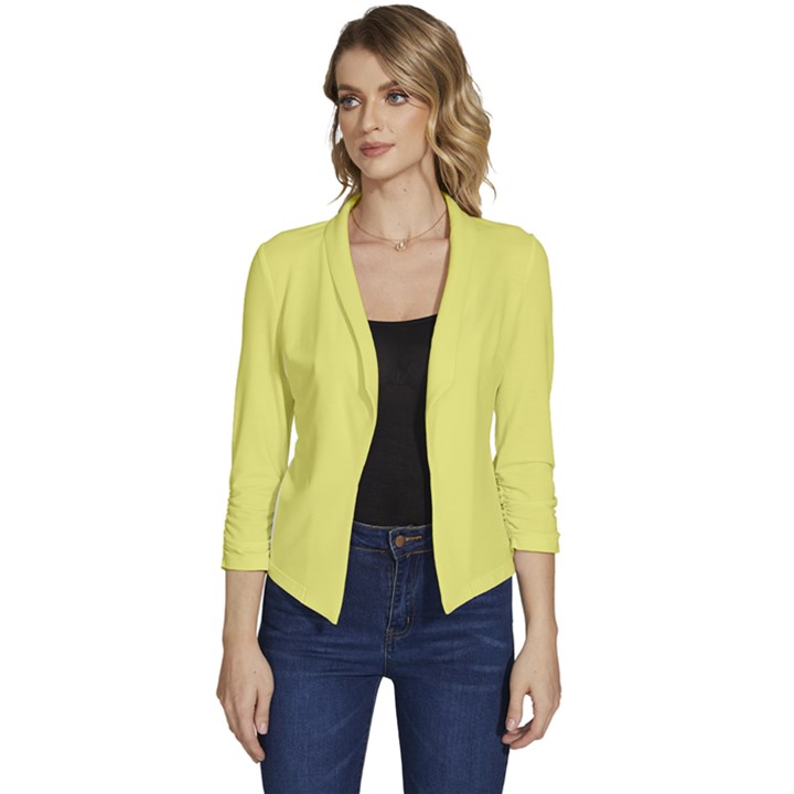 Light Lime Yellow	 - 	Casual 3/4 Sleeve Spring Jacket