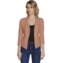 Sand Stone Brown	 - 	casual 3/4 Sleeve Spring Jacket by ColorfulWomensWear