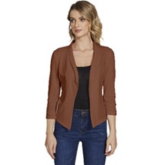 Toffee Brown	 - 	casual 3/4 Sleeve Spring Jacket by ColorfulWomensWear