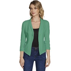 Shiny Shamrock Green	 - 	casual 3/4 Sleeve Spring Jacket by ColorfulWomensWear