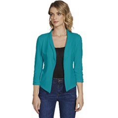 Viridian Green	 - 	Casual 3/4 Sleeve Spring Jacket