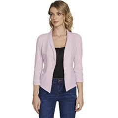 Rose  Quartz Pink	 - 	casual 3/4 Sleeve Spring Jacket by ColorfulWomensWear