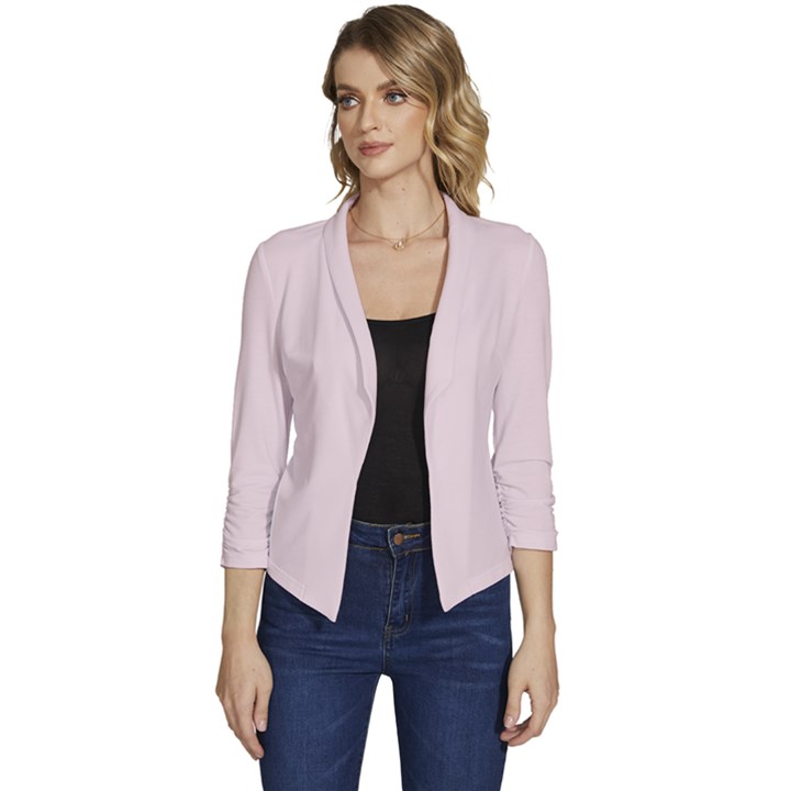 Rose  Quartz Pink	 - 	Casual 3/4 Sleeve Spring Jacket