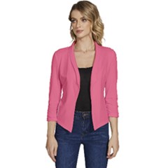 Rouge Pink	 - 	casual 3/4 Sleeve Spring Jacket by ColorfulWomensWear