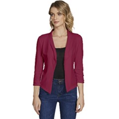 Rhubarb Red	 - 	casual 3/4 Sleeve Spring Jacket by ColorfulWomensWear