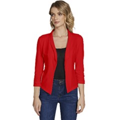 Rosso Corsa Red	 - 	casual 3/4 Sleeve Spring Jacket by ColorfulWomensWear