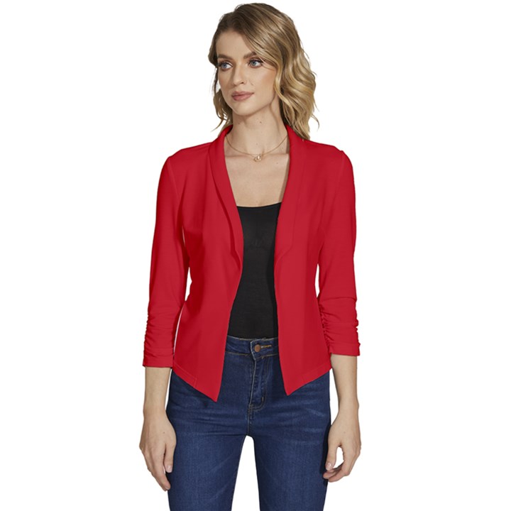 Venetian Red	 - 	Casual 3/4 Sleeve Spring Jacket