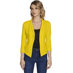 Sizzling Sunrise Yellow	 - 	casual 3/4 Sleeve Spring Jacket by ColorfulWomensWear