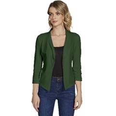 Dark Forest Green	 - 	casual 3/4 Sleeve Spring Jacket