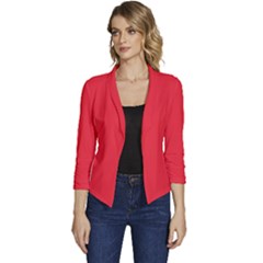 Imperial Red	 - 	casual 3/4 Sleeve Spring Jacket by ColorfulWomensWear