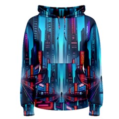 City People Cyberpunk Women s Pullover Hoodie by Jancukart