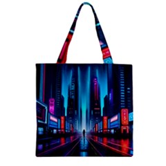 City People Cyberpunk Zipper Grocery Tote Bag