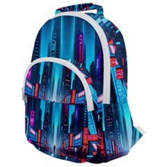 City People Cyberpunk Rounded Multi Pocket Backpack by Jancukart