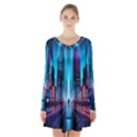 City People Cyberpunk Long Sleeve Velvet V-neck Dress View1