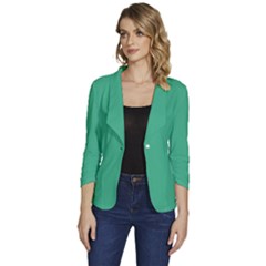 Dark Mint Green	 - 	one-button 3/4 Sleeve Short Jacket by ColorfulWomensWear