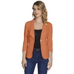 Amber Glow Orange	 - 	one-button 3/4 Sleeve Short Jacket