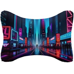 City People Cyberpunk Seat Head Rest Cushion by Jancukart