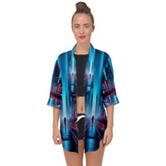 City People Cyberpunk Open Front Chiffon Kimono