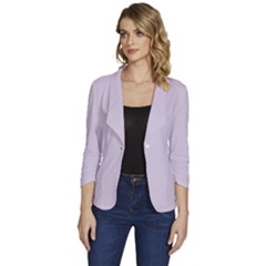 Languid Lavender Purple	 - 	one-button 3/4 Sleeve Short Jacket by ColorfulWomensWear