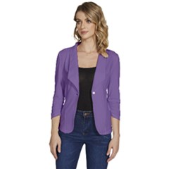 Chive Blossom Purple	 - 	one-button 3/4 Sleeve Short Jacket