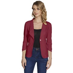 Antique Ruby Red	 - 	one-button 3/4 Sleeve Short Jacket by ColorfulWomensWear