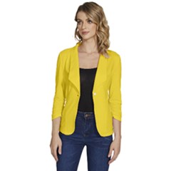 Butter Yellow	 - 	one-button 3/4 Sleeve Short Jacket by ColorfulWomensWear