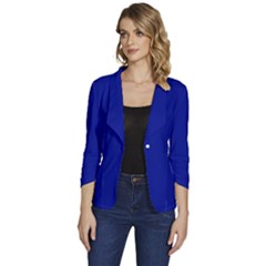 Phalo Blue	 - 	one-button 3/4 Sleeve Short Jacket