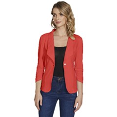 Cinnabar Orange	 - 	one-button 3/4 Sleeve Short Jacket by ColorfulWomensWear