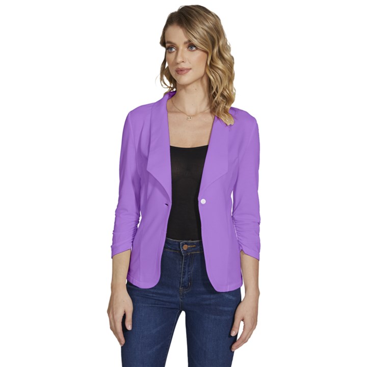 Floral Purple	 - 	One-Button 3/4 Sleeve Short Jacket