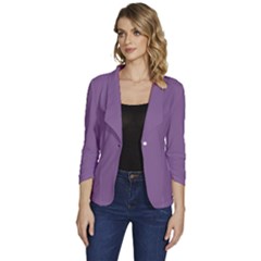 French Lilac Purple	 - 	one-button 3/4 Sleeve Short Jacket by ColorfulWomensWear