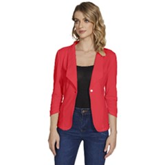 Cherry Tomato Red	 - 	one-button 3/4 Sleeve Short Jacket